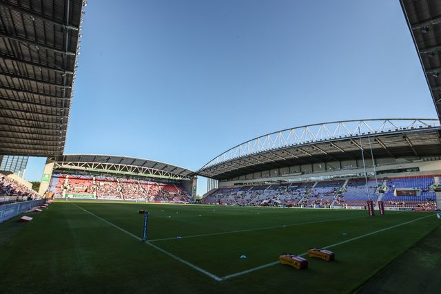 A general view of the Brick Community Stadium ahead of the Betfred Super League round 18 match Wigan Warriors vs Huddersfield Giants at The Brick Community Stadium, Wigan, United Kingdom, 11th July 2025

(Photo by Alfie Cosgrove/News Images)