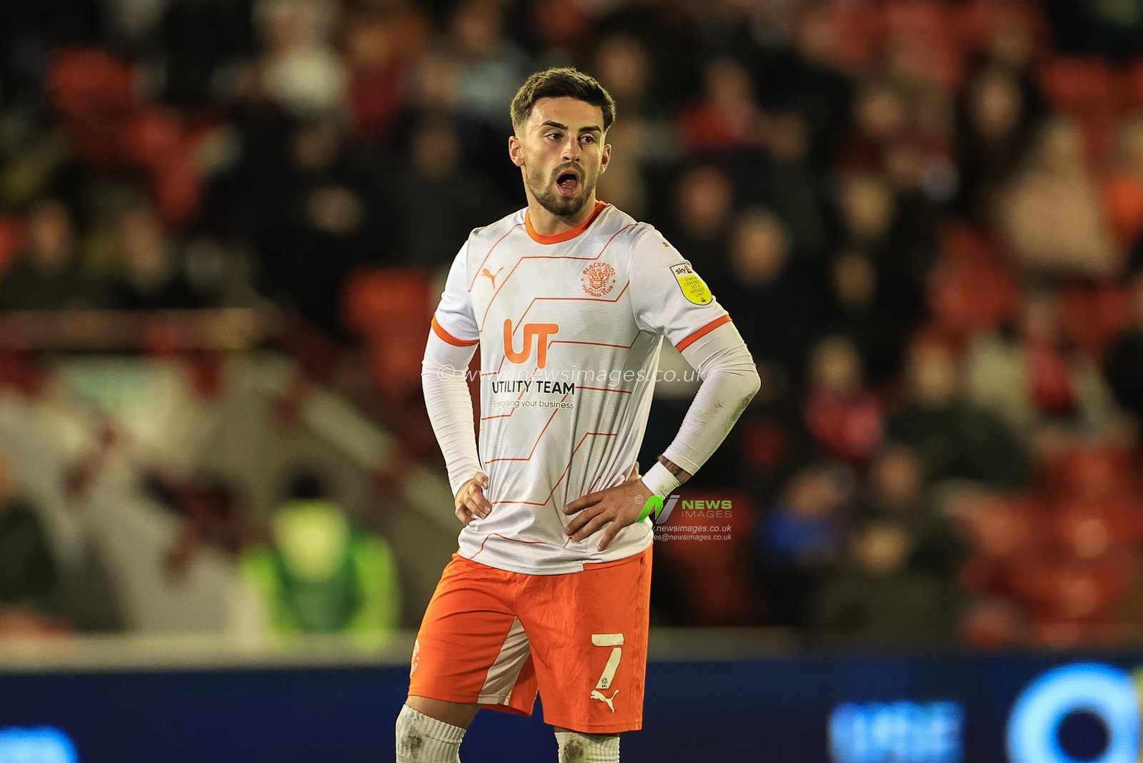 Owen Dale #7 of Blackpool during the game