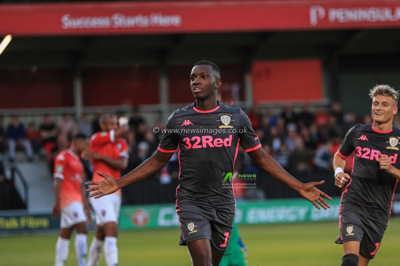 13th August 2019, Moor Lane, Salford, England; Carabao Cup, Round 1,  Salford City vs Leeds United ; Eddie Nketiah (14) of Leeds United celebrates his goal to make it 0-1


Credit: Mark Cosgrove/News Images

English Football League images are subject to DataCo Licence