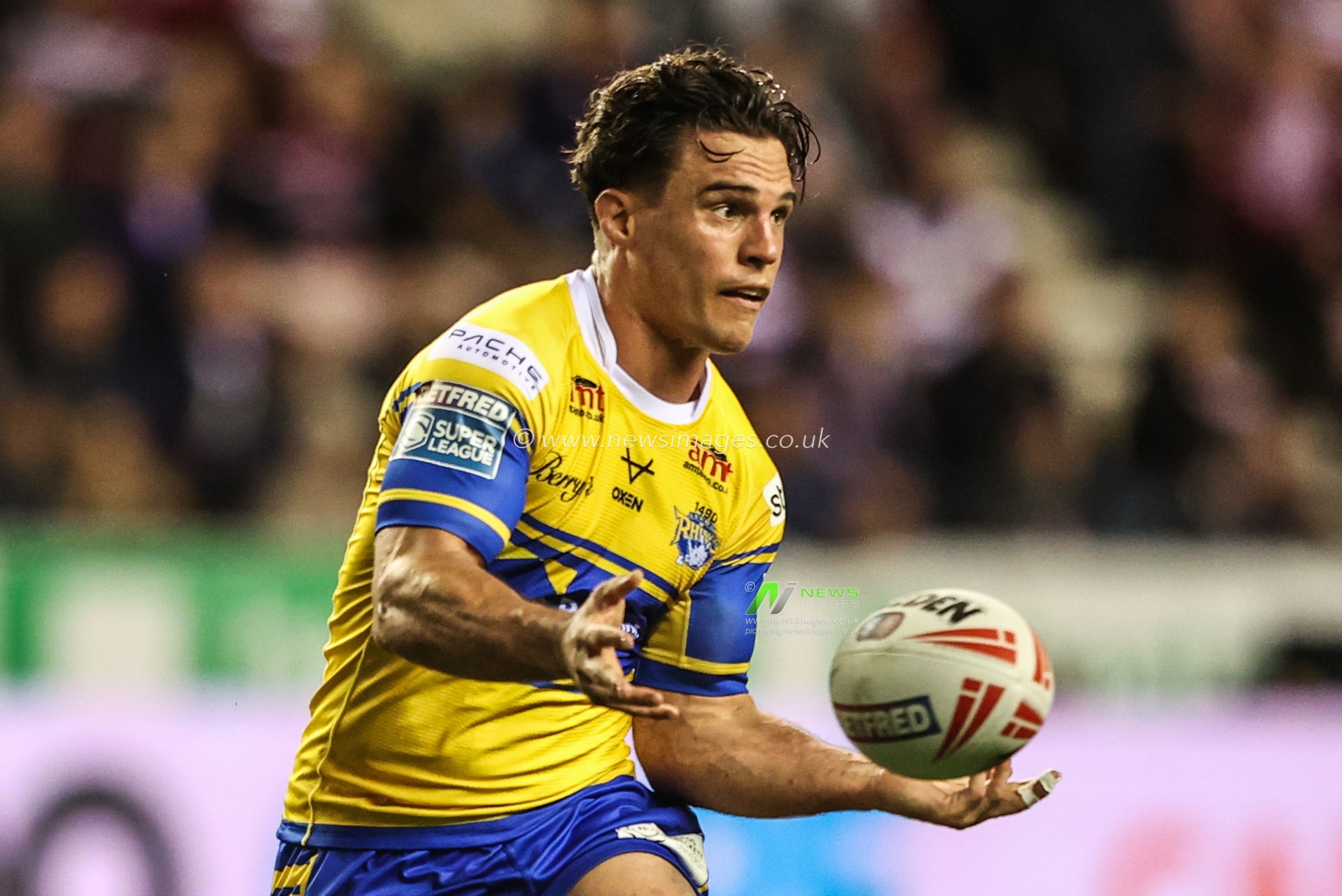Brodie Croft of Leeds Rhinos in action during the Betfred Super League round 27 match Wigan Warriors vs Leeds Rhinos at The Brick Community Stadium, Wigan, United Kingdom, 19th September 2025

(Photo by Alfie Cosgrove/News Images)