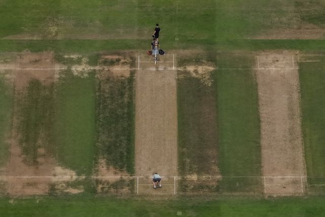 Ground staff set up the wicket during the First Vitality T20 International match England vs India at Banks Homes Riverside Stadium, Chester-le-street, United Kingdom on 01 July 2026

(Photo by Mark Cosgrove/News Images)