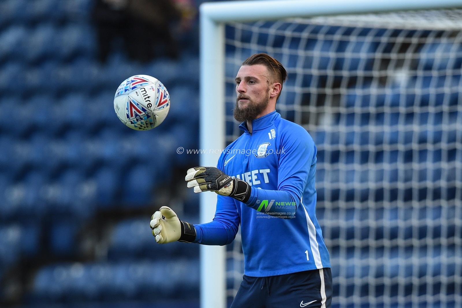 18th January 2020, Deepdale, Preston, England; Sky Bet Championship, Preston North End v Charlton Athletic : Declan Rudd (1) of Preston North End during the pre match warm up.

Credit: Richard Long/News Images