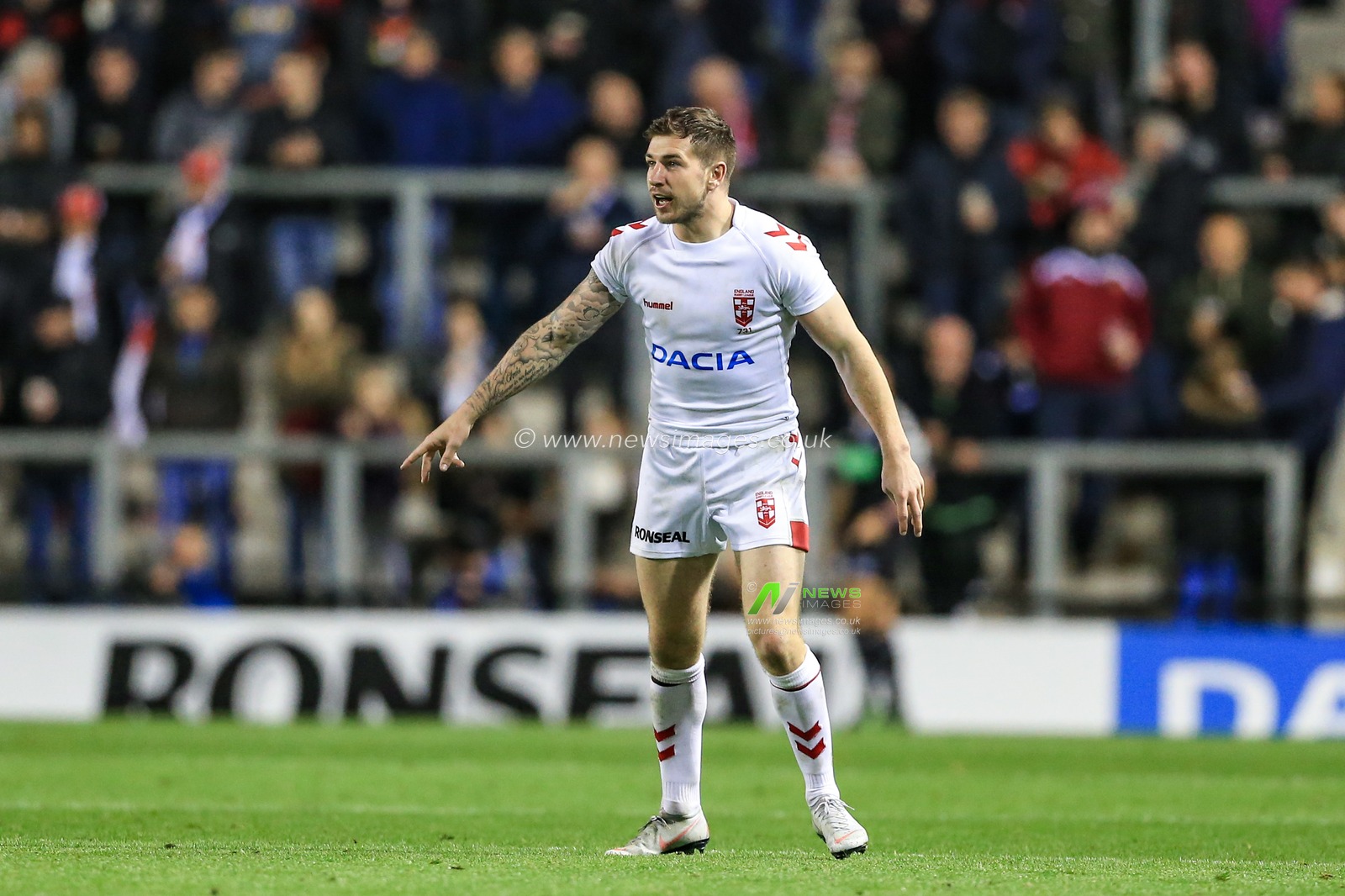 17th October 2018 , Leigh Sports Village,  Leigh, England;  Rugby League International, England v France ; Mark Percival of England 


Credit:   Mark Cosgrove/News Images