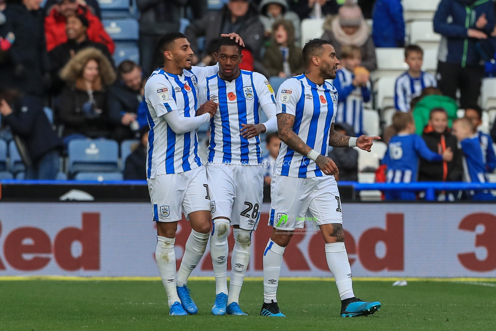 26th October 2019, John Smith's Stadium, Huddersfield, England; Sky Bet Championship, Huddersfield Town v Barnsley : Karlan Grant (16) of Huddersfield Town celebrates his goal to make it 2-0

Credit: Mark Cosgrove/News Images
