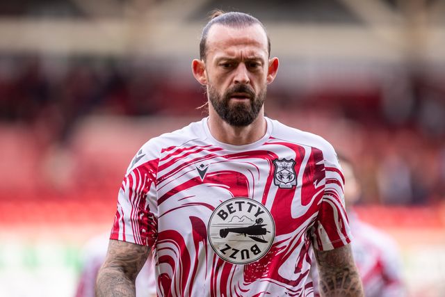 Wrexham's Steven Fletcher during the Sky Bet League 1 match Wrexham vs Stockport County at SToK Cae Ras, Wrexham, United Kingdom, 22nd March 2025

(Photo by Nik Mesney/News Images)