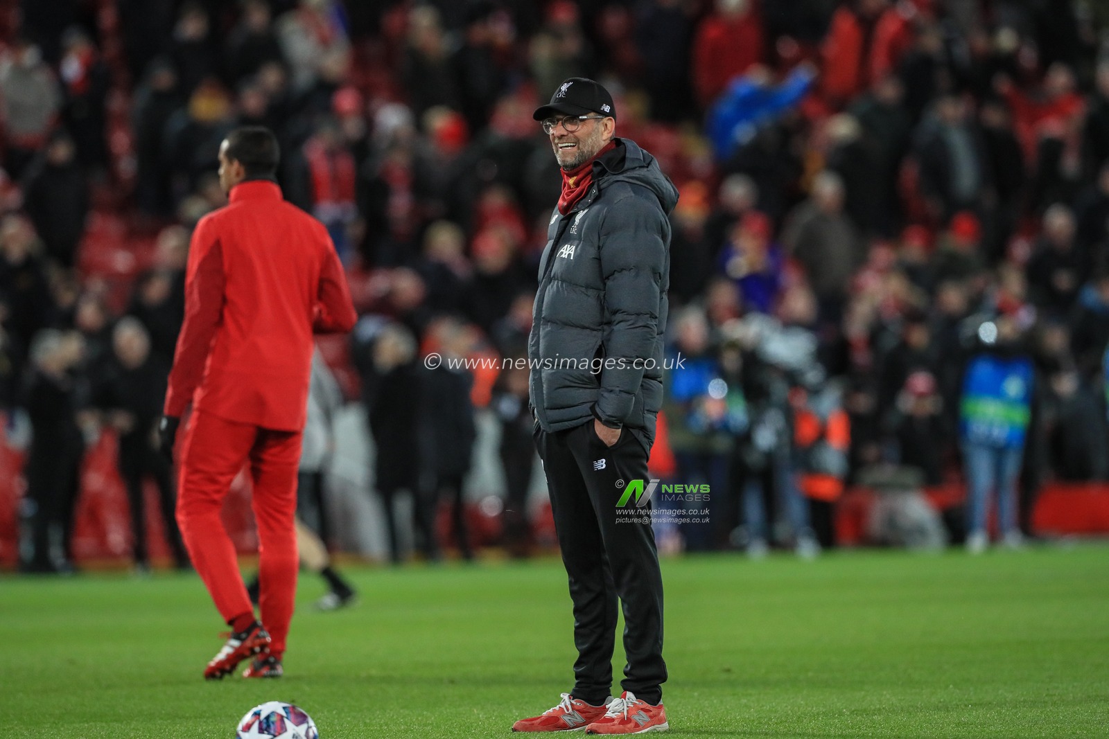 11th March 2020, Anfield, Liverpool, England; UEFA Champions League, Round of 16 Leg 2 of 2, Liverpool v Atletico Madrid : Jurgen Klopp manager of Liverpool watches his team warmup