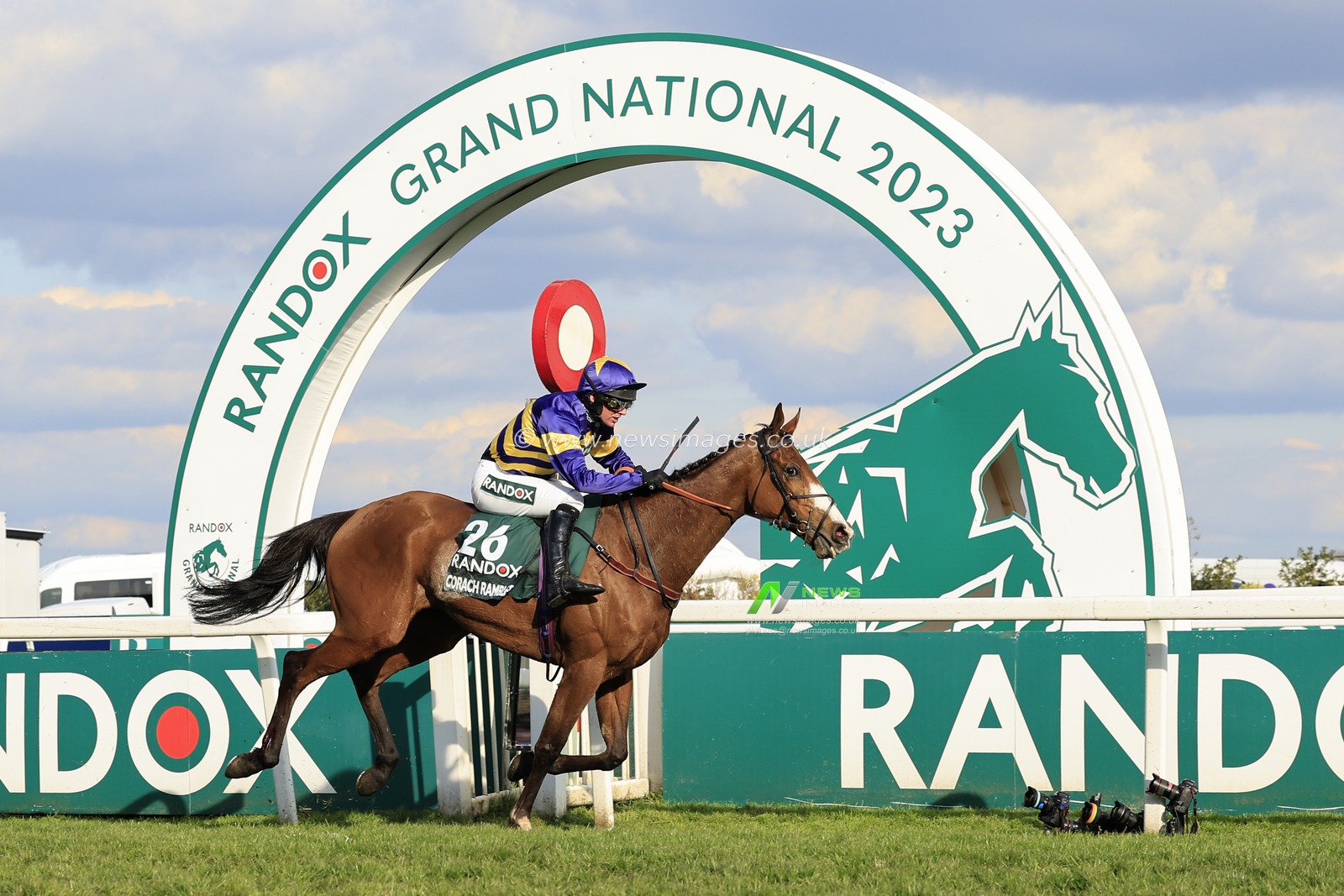 Coach Rambler ridden by Derek Fox wins The Randox Grand National Handicap Chase at The Randox Grand National festival 2023 Grand National Day at Aintree Racecourse, Liverpool, United Kingdom, 15th April 2023

(Photo by Conor Molloy/News Images)