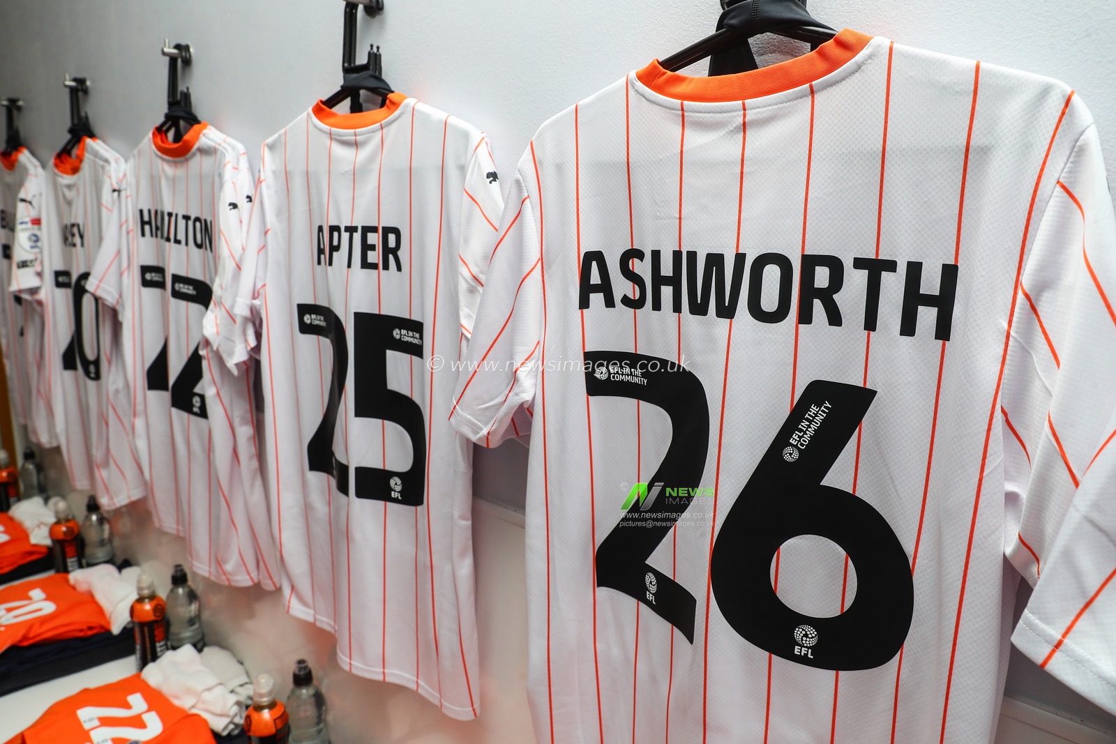 The third shirt of Blackpool hanging in the changing room ahead of the Sky Bet League 1 match Cambridge United vs Blackpool at Abbey Stadium, Cambridge, United Kingdom, 24th August 2024

(Photo by Gareth Evans/News Images)