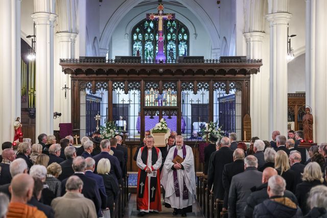 Harold Dennis “Dickie” Bird OBE coffin leaves St Mary’s Church during the Funeral of Harold Dennis “Dickie” Bird OBE at St Mary's Church, Barnsley, United Kingdom, 19th October 2025

(Photo by Mark Cosgrove/News Images)