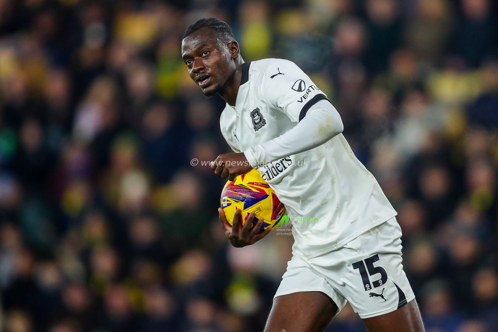 Mustapha Bundu of Plymouth Argyle celebrates his goal to make it 2-1 during the Sky Bet Championship match Norwich City vs Plymouth Argyle at Carrow Road, Norwich, United Kingdom, 26th November 2024

(Photo by Izzy Poles/News Images)