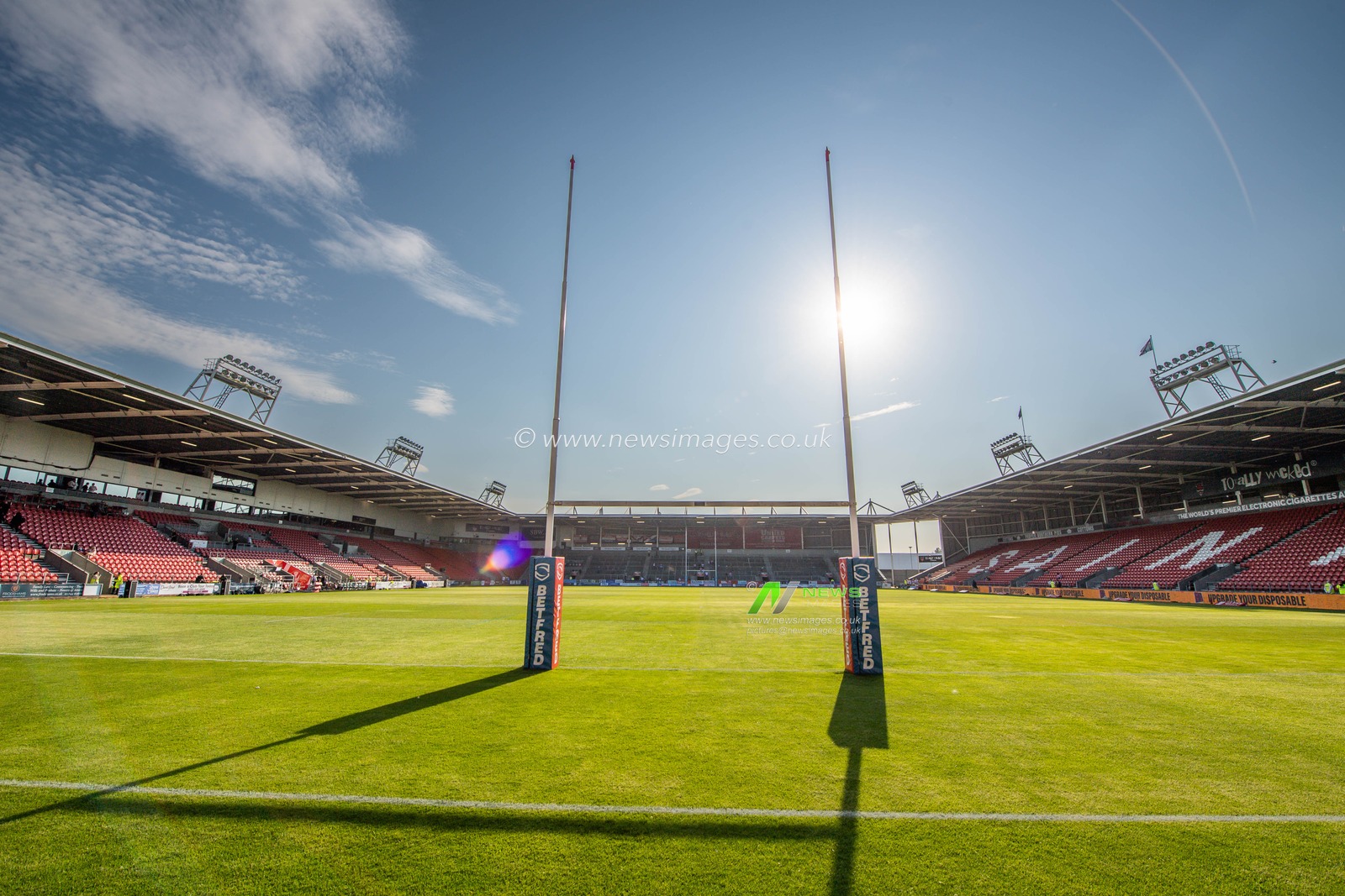 A general view of Totally Wicked Stadium, Home of St Helens ahead of the Betfred Super League Round 15 match St Helens vs Wigan Warriors at Totally Wicked Stadium, St Helens, United Kingdom, 9th June 2023

(Photo by Craig Thomas/News Images)