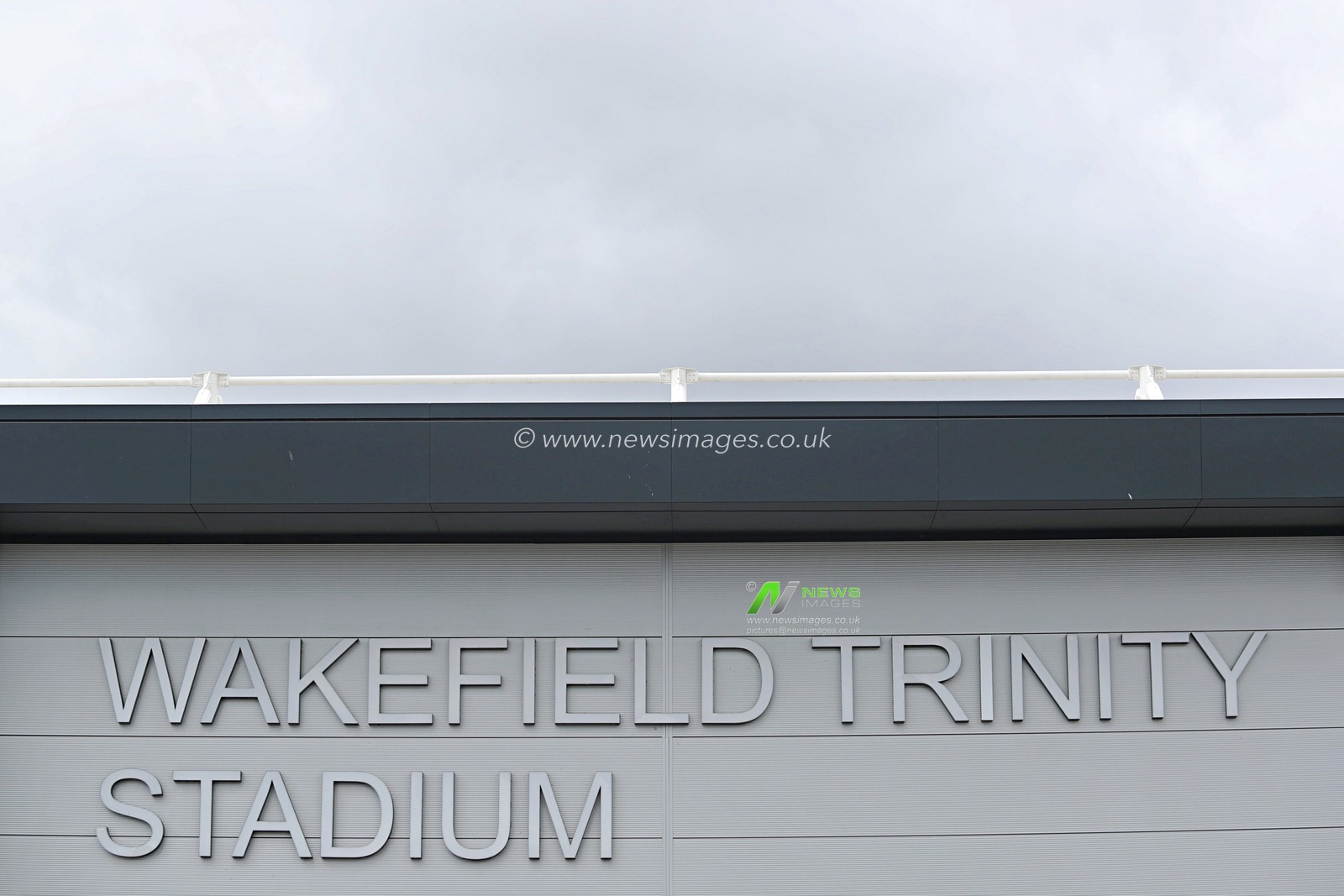 A general view of the outside of the DIY Kitchens Stadium before the Betfred Super League match Wakefield Trinity vs Salford Red Devils at DIY Kitchens Stadium, Wakefield, United Kingdom, 25th May 2025(Photo by Sam Eaden/News Images)