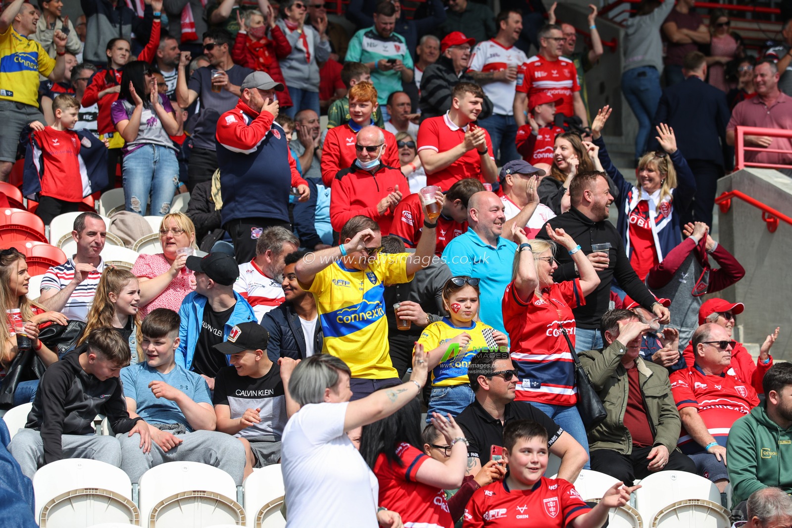 Hull KR  fans celebrate Hull KR Lachlan Coote scoring his try