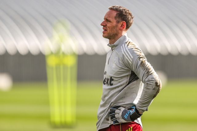 Nottingham Forest goalkeeper Matz Sels during the Nottingham Forest open training session ahead of their UEFA Europa League last 16 match against FC Midtjylland at The Nigel Doughty Academy, Nottingham, United Kingdom on 11 March 2026

(Photo by Alfie Cosgrove/News Images)