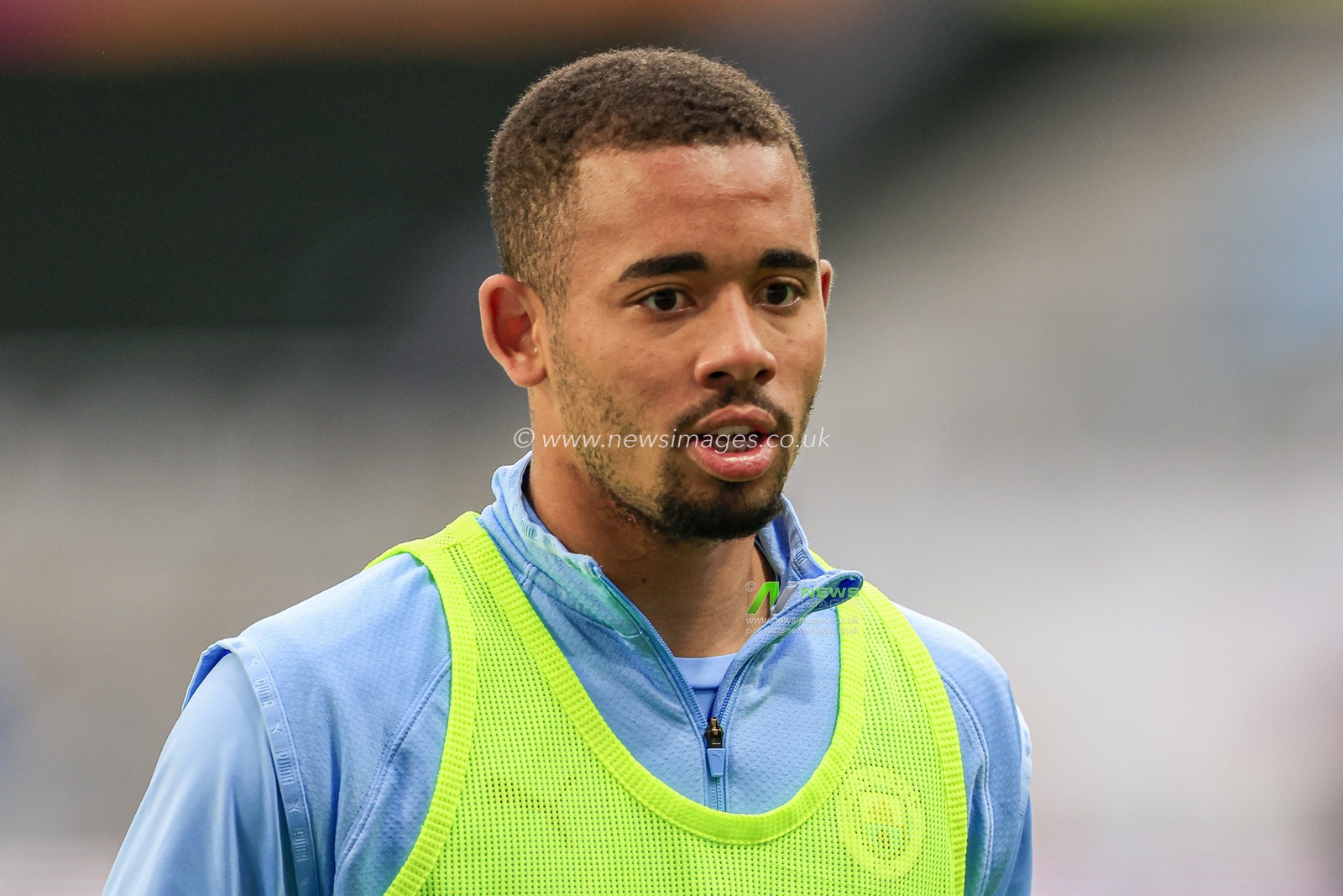 Gabriel Jesus #9 of Manchester City during the pre-game warmup
