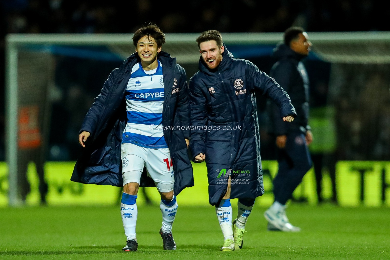 Koki Saito and Paul Smyth of Queens Park Rangers celebrate after the teams victory following the Sky Bet Championship match Queens Park Rangers vs Preston North End at Matrade Loftus Road, London, United Kingdom, 21st December 2024

(Photo by Izzy Poles/News Images)