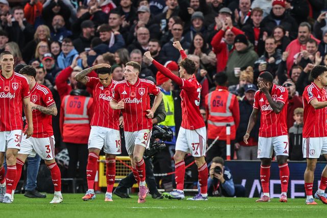 Nicolo Savona of Nottingham Forest celebrates his goal to make it 2-1 during the Premier League match Nottingham Forest vs Manchester United at City Ground, Nottingham, United Kingdom, 1st November 2025

(Photo by Alfie Cosgrove/News Images)

*** GER AUT SUI OUT ***