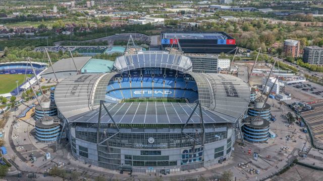 An aerial view of The Etihad Stadium during the Premier League match Manchester City vs Arsenal at Etihad Stadium, Manchester, United Kingdom on 19 April 2026

(Photo by Mark Cosgrove/News Images)