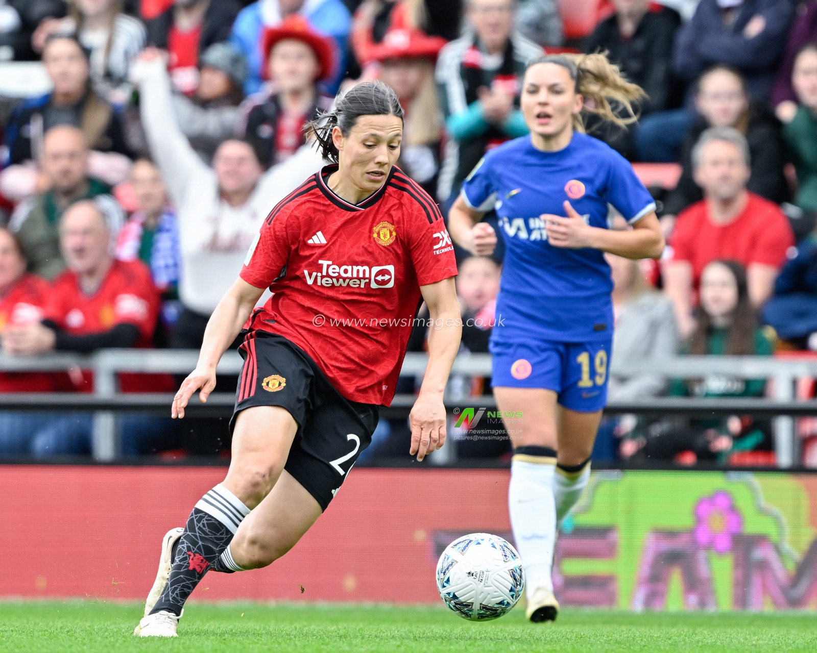 Rachel Williams of Manchester United Women breaks forward, during the Adobe Women's FA Cup Semi-Final match Manchester United Women vs Chelsea FC Women at Leigh Sports Village, Leigh, United Kingdom, 14th April 2024

(Photo by Cody Froggatt/News Images)