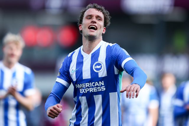Mats Wieffer of Brighton & Hove Albion celebrates 0-2 win after the Premier League match Burnley vs Brighton & Hove Albion at Turf Moor, Burnley, United Kingdom on 11 April 2026

(Photo by Jorge Horsted/News Images)