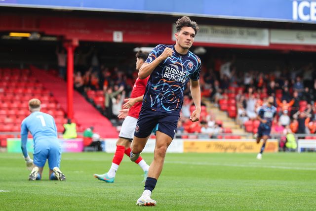 Kyle Joseph of Blackpool celebrates his goal to make it 0-1 during the Pre-season friendly match Crewe Alexandra vs Blackpool at Alexandra Stadium, Crewe, United Kingdom, 3rd August 2024

(Photo by Gareth Evans/News Images)