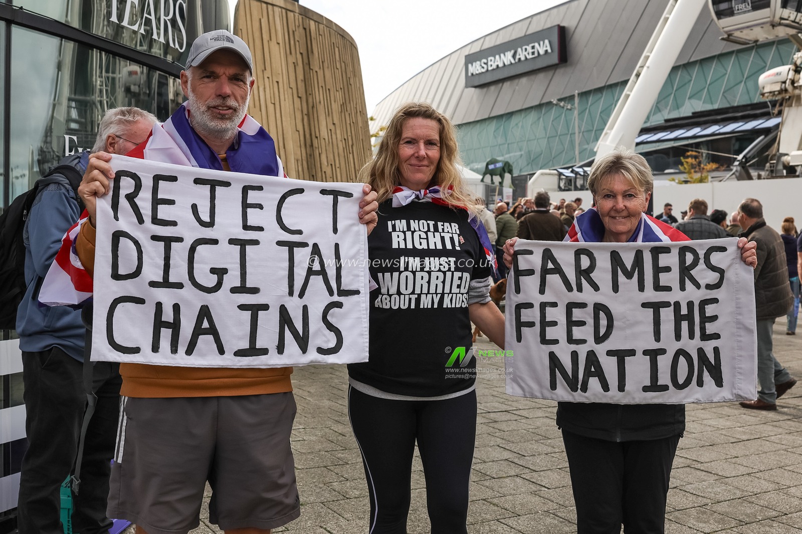 Farmers protest outside the ACC venue during the Labour Party Annual Conference 2025 at The ACC, Liverpool, United Kingdom, 28th September 2025

(Photo by Mark Cosgrove/News Images)