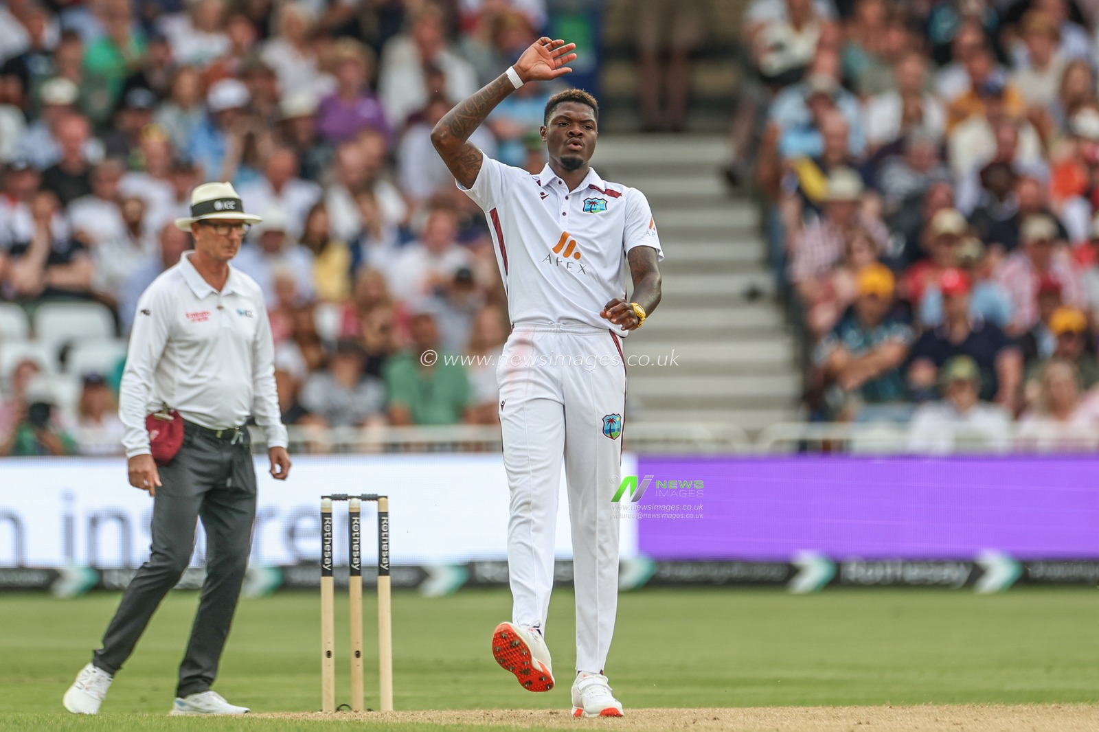Alzarri Joseph of West Indies appeals during the Rothesay Test Match day three England vs West Indies at Trent Bridge, Nottingham, United Kingdom, 20th July 2024

(Photo by Mark Cosgrove/News Images)
