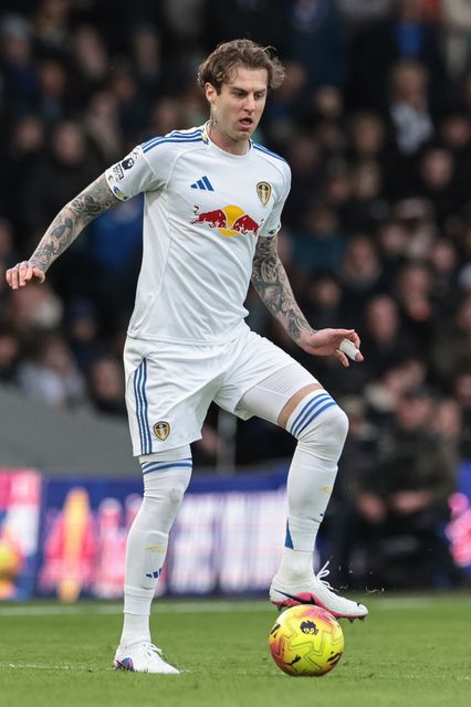Joe Rodon of Leeds United with the ball during the Premier League match Leeds United vs Arsenal at Elland Road, Leeds, United Kingdom, 31st January 2026

(Photo by Mark Cosgrove/News Images)