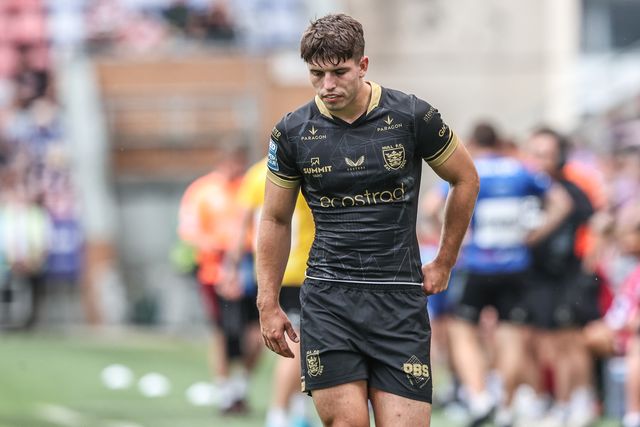 Jack Charles of Hull FC during the Betfred Super League Round 19 match Wigan Warriors vs Hull FC at The Brick Community Stadium, Wigan, United Kingdom, 19th July 2025

(Photo by Alfie Cosgrove/News Images)