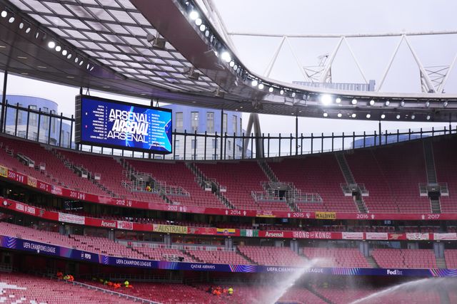 View of the arsenal scoreboard from a distance ahead of the UEFA Champions League Quarter Finals match Arsenal vs Sporting CP at Arsenal stadium, London, United Kingdom on 15 April 2026

(Photo by Harvey Murphy/News Images)