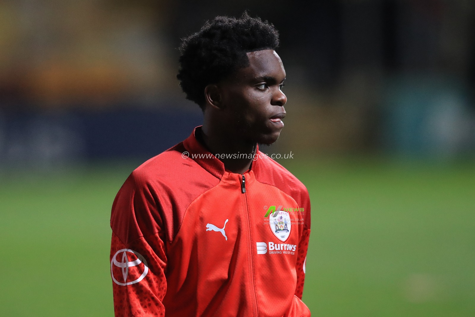 Emmaisa Nzondo #47 of Barnsley in the pregame warmup session during the Bristol Street Motors Trophy match Bradford City vs Barnsley at University of Bradford Stadium, Bradford, United Kingdom, 21st November 2023

(Photo by Alfie Cosgrove/News Images)