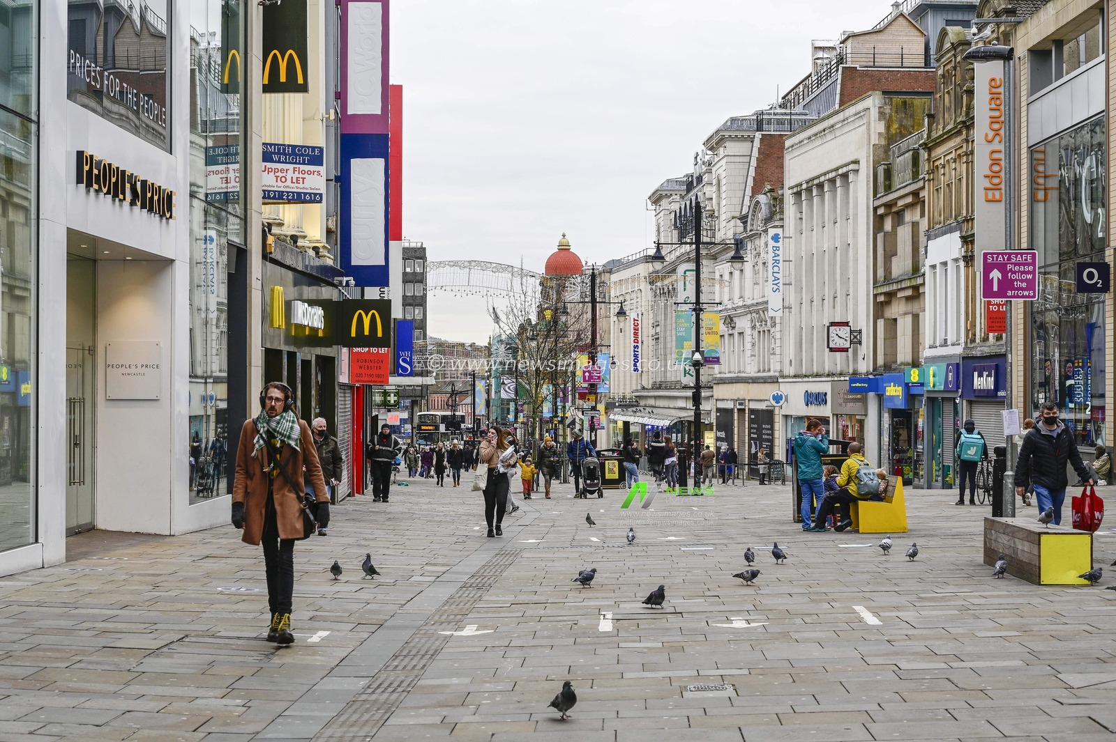 Northumberland Street in Newcastle upon Tyne is very quiet on Black Friday due to National Lockdown restrictions