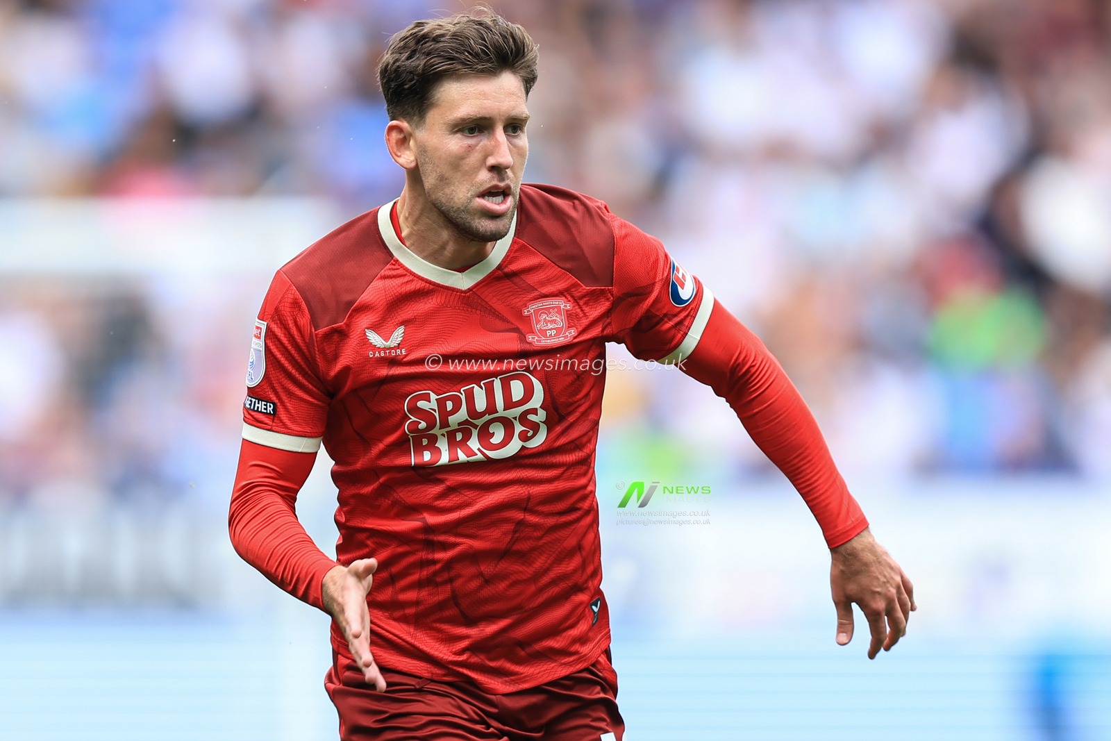 Callum Lang of Preston North End during the Sky Bet Championship match Bolton Wanderers vs Preston North End at Toughsheet Community Stadium, Bolton, United Kingdom on 15 August 2026

(Photo by Jorge Horsted/News Images)
