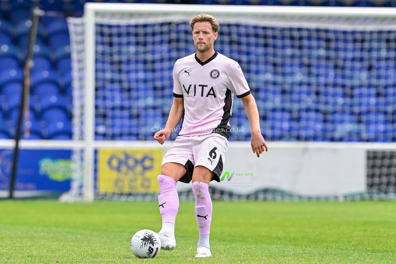 Fraser Horsfall of Stockport County in action during the Pre-season friendly match Chester vs Stockport County at Deva Stadium, Chester, United Kingdom, 6th July 2024

(Photo by Cody Froggatt/News Images)