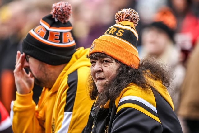 Castleford Tigers fans during the Betfred Super League round 4 match Leeds Rhinos vs Castleford Tigers at AMT Headingley Stadium, Leeds, United Kingdom on 08 March 2026

(Photo by Alfie Cosgrove/News Images)