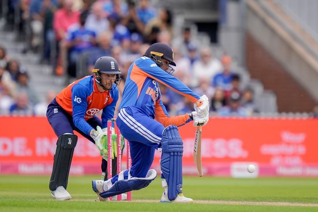 Abhishek Sharma of India hits a four during the Second Vitality T20 International match England vs India at Old Trafford, Manchester, United Kingdom on 04 July 2026

(Photo by Maynard Manyowa/News Images)