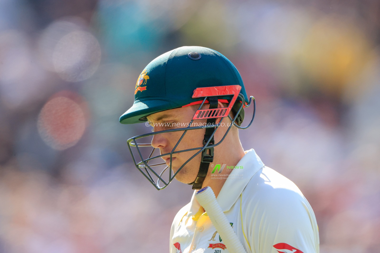 Cameron Green of Australia leaves the field after being dismissed by Chris Woakes of England during the LV= Insurance Ashes Fourth Test Series Day One England vs Australia at Old Trafford, Manchester, United Kingdom, 19th July 2023

(Photo by Conor Molloy/News Images)