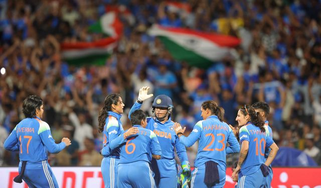 Depti Sharma of India takes wicket of Laura Wolvaardt (Captain) of South Africa catch taken by Amanjot Kaur of India  during the ICC Women's ODI Cricket World Cup Final 2025 session India Women vs South Africa Women at Dr. D.Y. Patil Sports Academy, Navi Mumbai, India, 2nd November 2025

(Photo by Shubhajit Roy Karmakar/News Images)