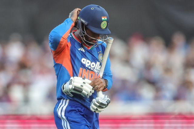 Tilak Varma of India leaves the field of play after being dismissed during the Third Vitality T20 International match England vs India at Trent Bridge, Nottingham, United Kingdom on 07 July 2026

(Photo by Mark Cosgrove/News Images)