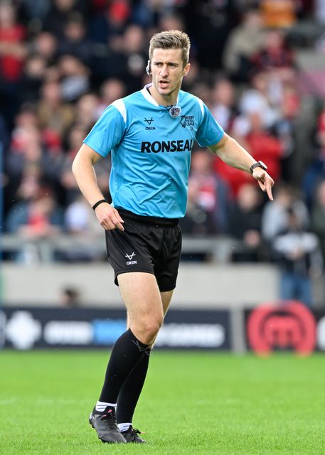 Referee Chris Kendall during the Betfred Super League Round 16 match Salford Red Devils vs Hull FC at Salford Community Stadium, Eccles, United Kingdom, 7th July 2024

(Photo by Cody Froggatt/News Images)