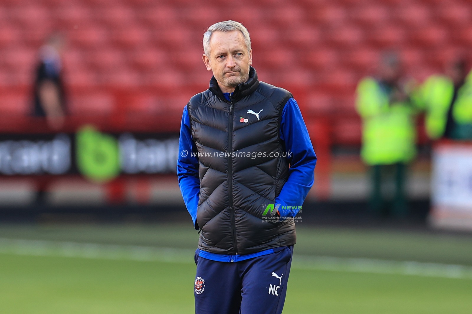 Neil Critchley Head Coach of Blackpool arrives at Bramall Lane