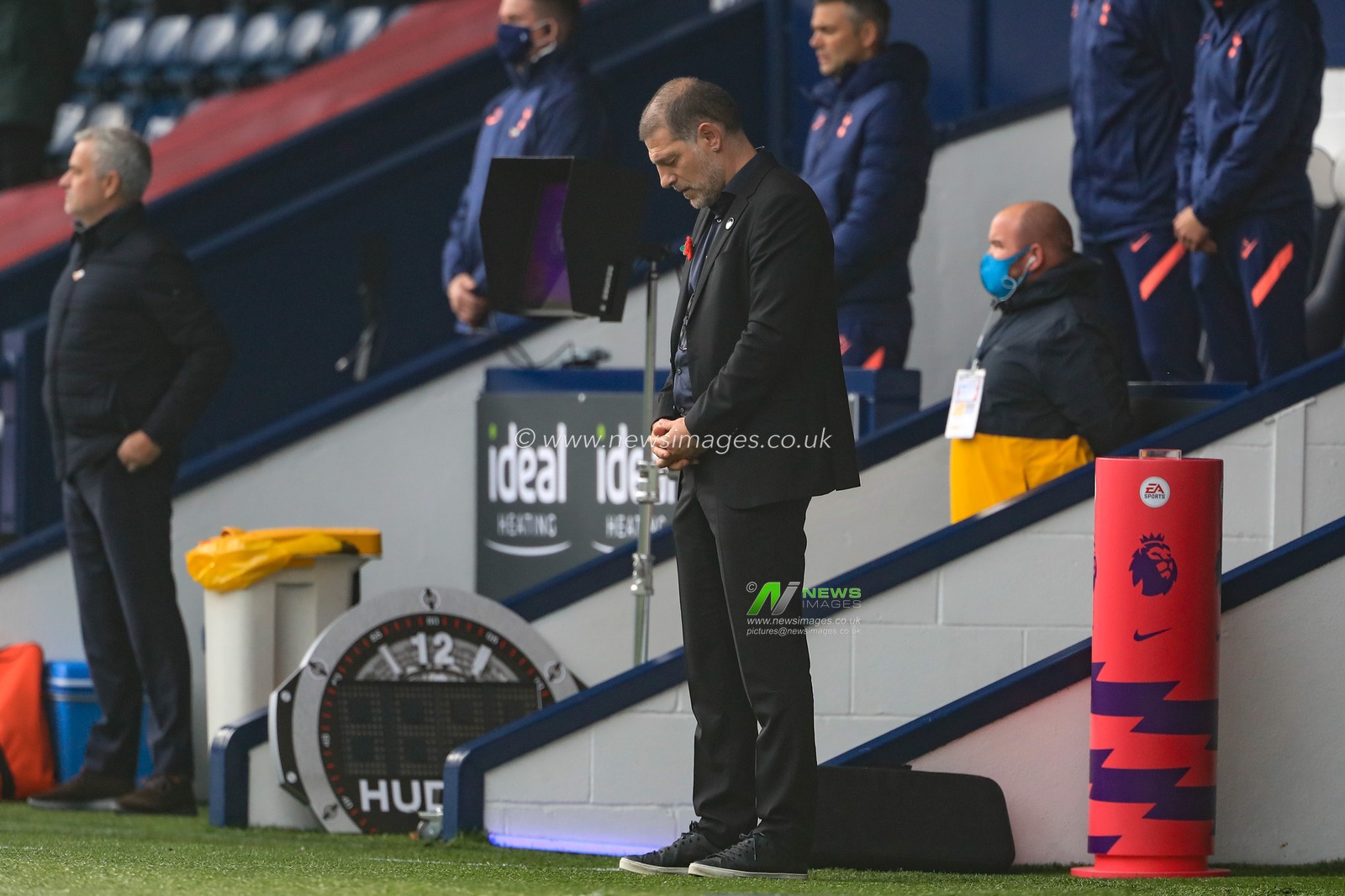 Slaven Bilic manager of West Bromwich Albion takes minutes silence in respect