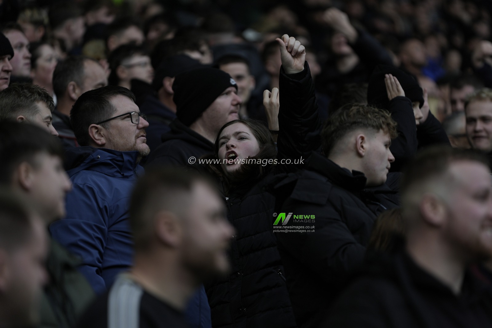 Derby fans celebrate their team scoring a goal to make it 1-3 during the Sky Bet Championship match Derby County vs Leicester City at Pride Park Stadium, Derby, United Kingdom, 6th December 2025

(Photo by Maynard Manyowa/News Images)

*** GER AUT SUI OUT ***