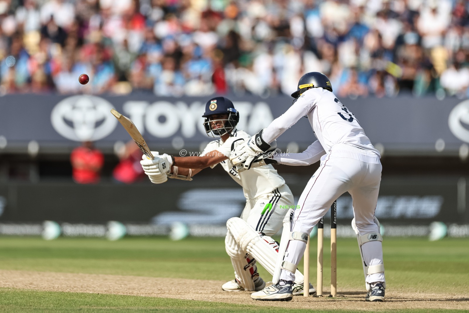 Washington Sundar hits the ball for one run during the 2nd Rothesay Test Match day 4 England v India at Edgbaston, Birmingham, United Kingdom, 5th July 2025

(Photo by Mark Cosgrove/News Images)