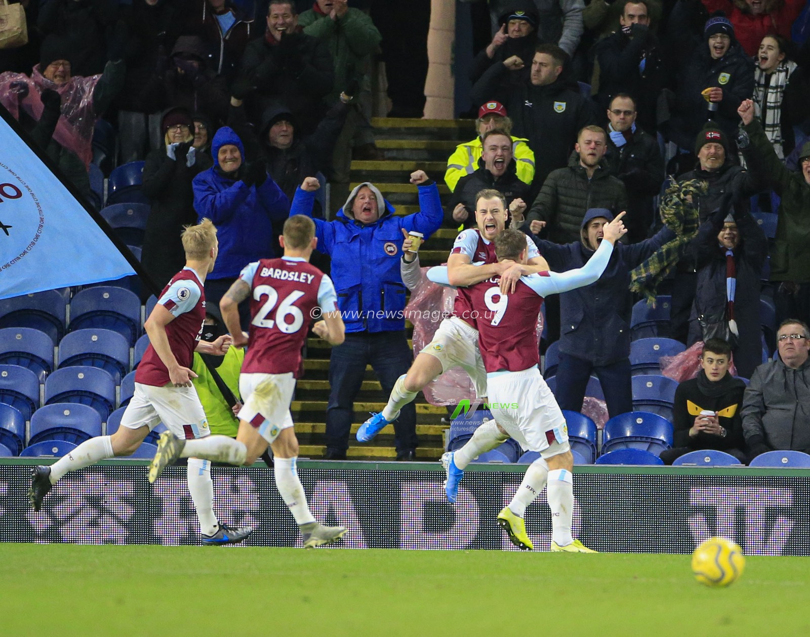 14th December 2019, Turf Moor, Burnley, England; Premier League, Burnley v Newcastle United : Chris Wood (9) and Ashley Barnes of Burnley celebrates scoring in the 58th minute to make it 1-0 to Burnley

Credit: Conor Molloy/News Images