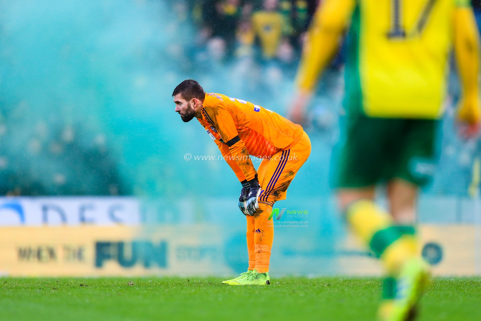 10th February 2019, Carrow Road, Norfolk, England; Sky Bet Championship, Norwich City vs Ipswich Town ;  Bartosz Bialkowski (33) of Ipswich reacts after Teemu Pukki (22) of Norwich City makes it 3-0

Credit: Georgie Kerr/News Images

English Football League images are subject to DataCo Licence