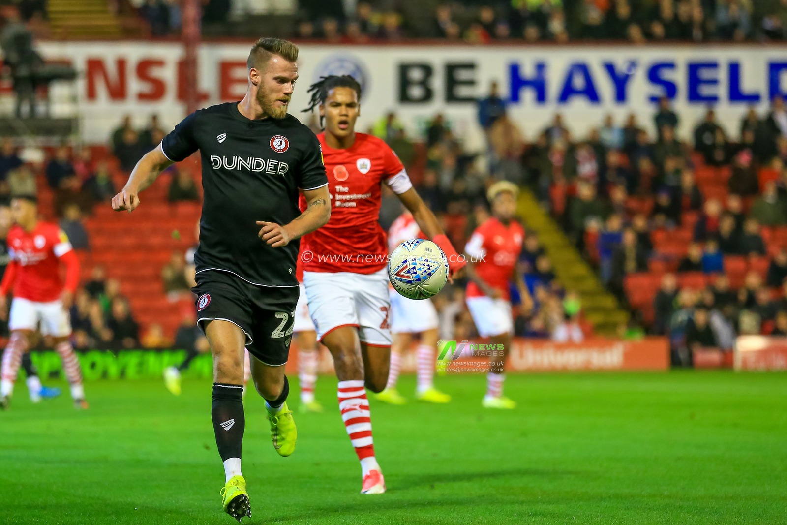 1st November 2019, Oakwell, Barnsley, England; Sky Bet Championship, Barnsley v Bristol City : Tomas Kalas (22) of Bristol City runs onto the ball

Credit: Craig Milner/News Images