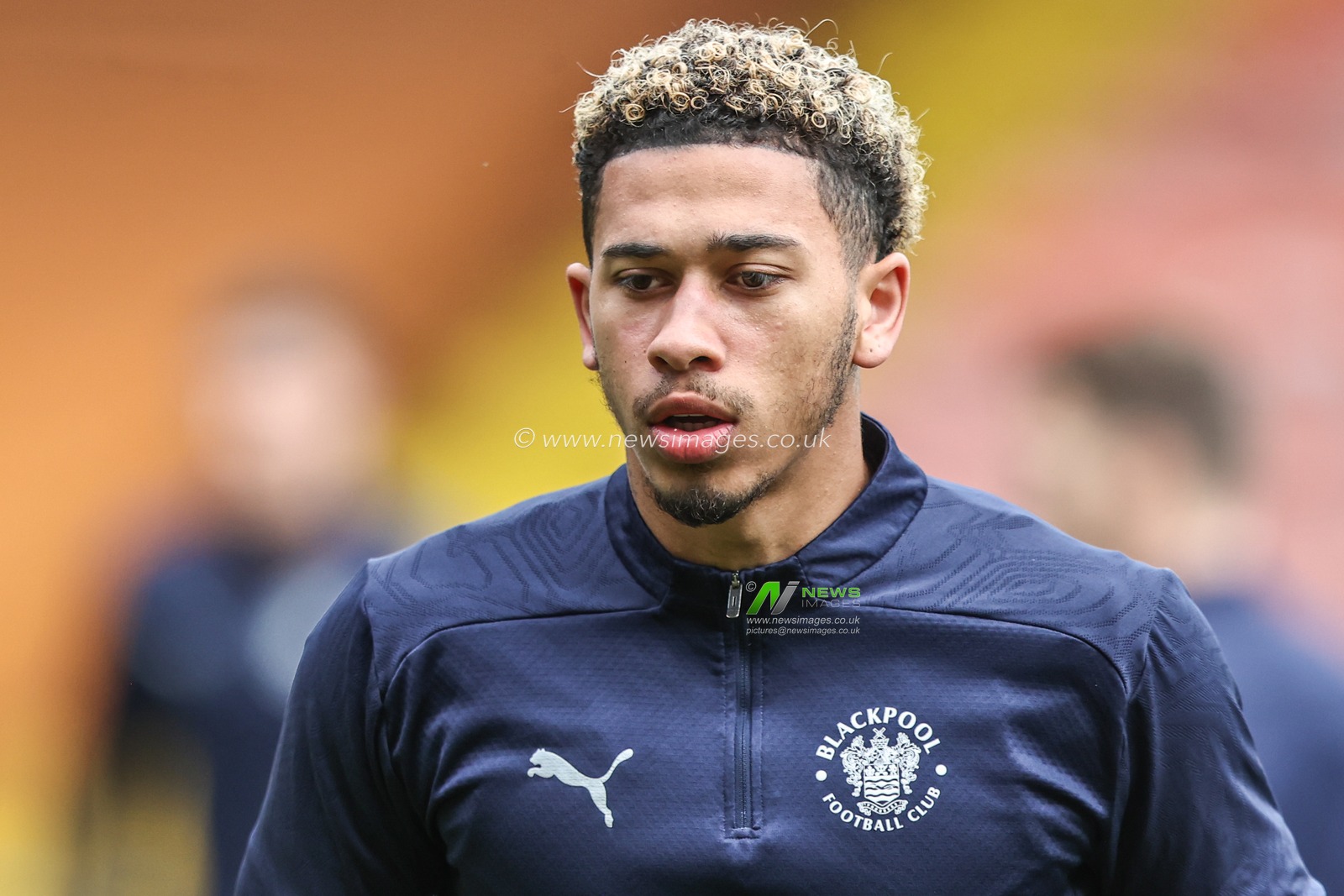 Jordan Lawrence-Gabriel of Blackpool in the pregame warmup session during the Sky Bet League 1 match Blackpool vs Wrexham at Bloomfield Road, Blackpool, United Kingdom, 21st April 2025

(Photo by Alfie Cosgrove/News Images)
