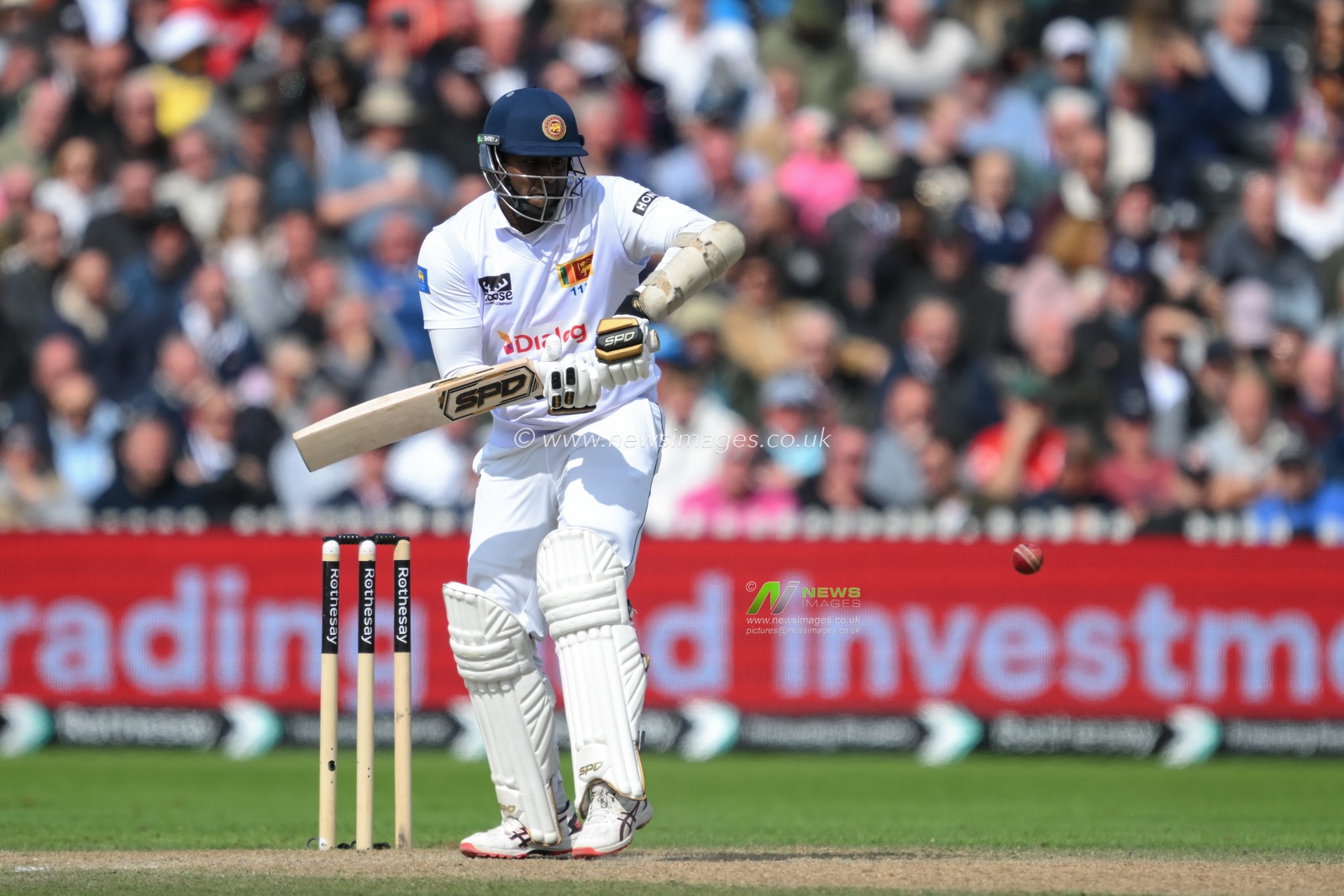Angelo Mathews of Sri Lanka faces a delivery during the England Men v Sri Lanka 1st Rothesay Test Match Day 3 at Old Trafford, Manchester, United Kingdom, 23rd August 2024

(Photo by Craig Thomas/News Images)