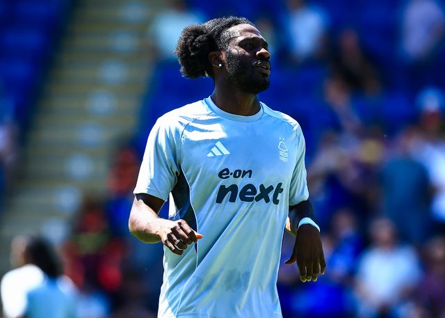 Ola Aina of Nottingham Forest in the pregame warmup session during the Pre-season friendly match Chesterfield vs Nottingham Forest at SMH Group Stadiumact Stadium, Chesterfield, United Kingdom, 12th July 2025

(Photo by Richard Bierton/News Images)
